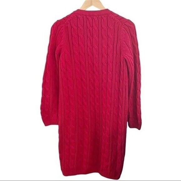 Sandra & Andre Red Cable Knit Long Open Front Cardigan Sweater Women’s Small - Picture 2 of 4